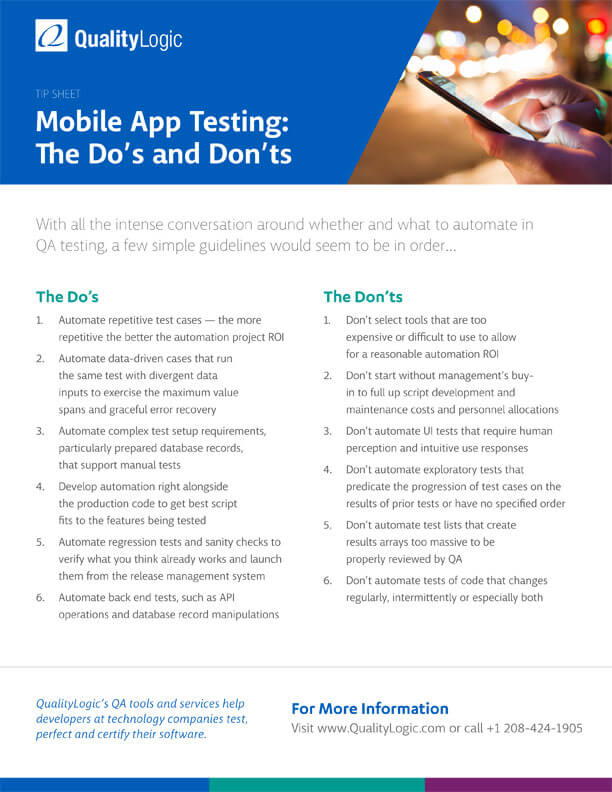 Mobile App Testing Tip Sheet