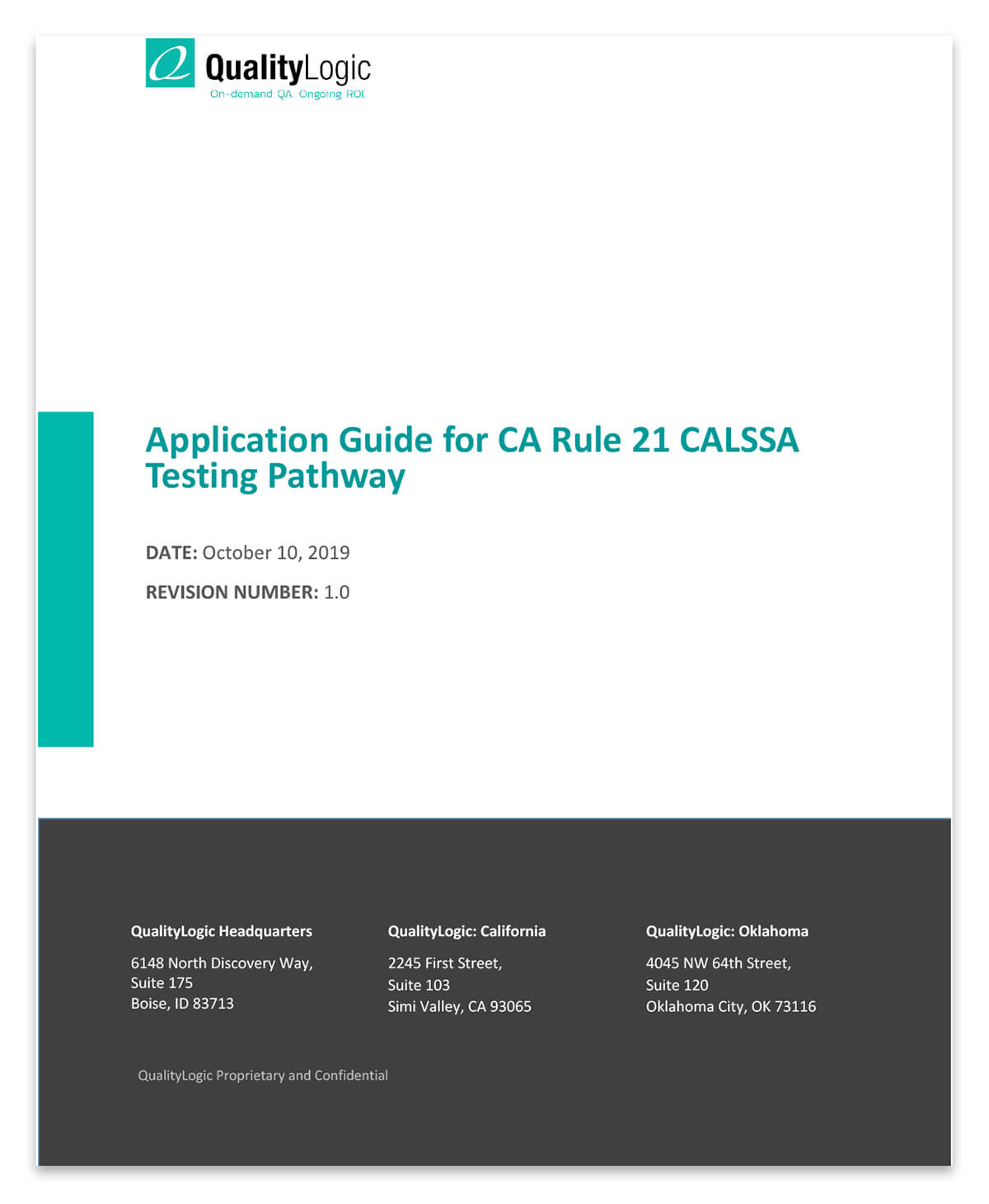 QualityLogic CALSSA Testing Pathway Application Guide